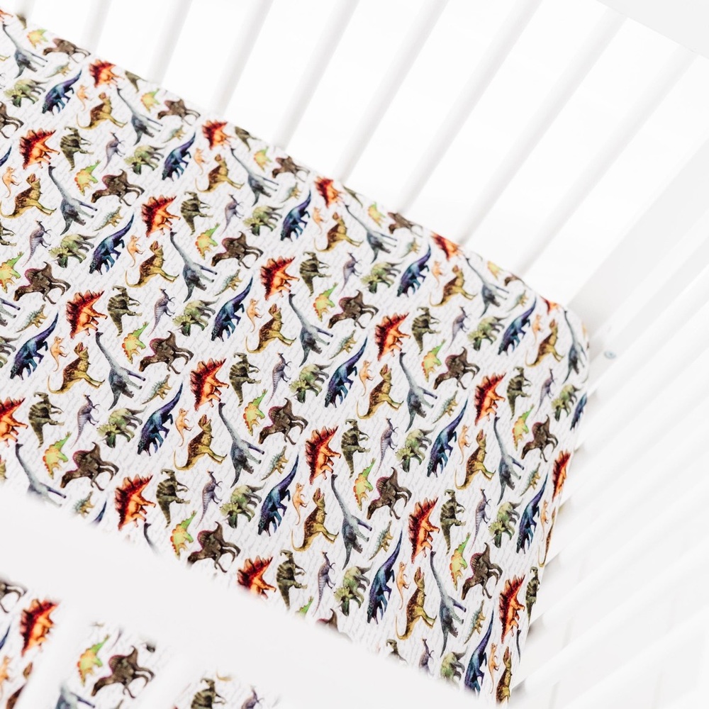 Bums & Roses Bamboo Dinomite  crib sheet